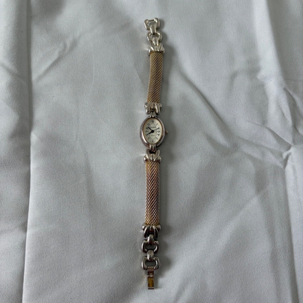 Gruen Vintage Women's Two Tone Mesh Bracelet Oval Face Quartz Watch